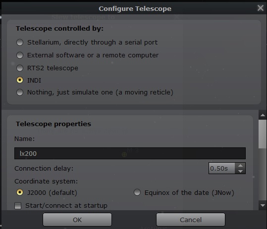 Stellarium using INDI server for LX200GPS mimic Stellarium using INDI server for LX200GPS mimic